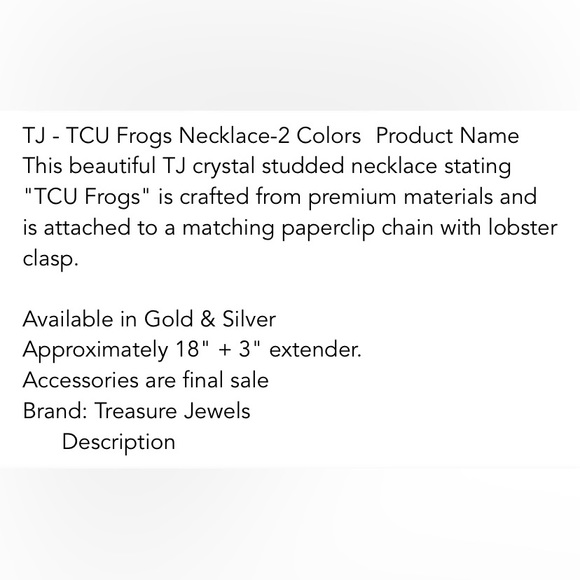 TCU Frogs Necklace - Picture 2 of 5